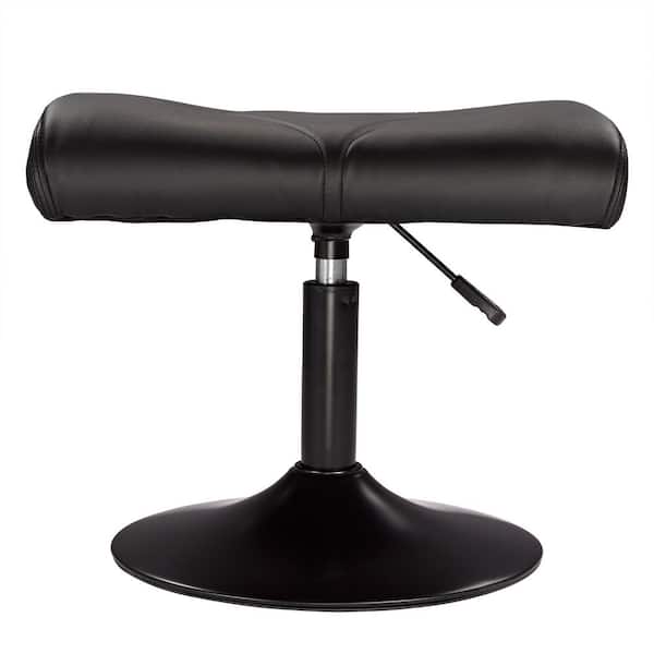 Adjustable PU Leather Foot Rest Ottoman-Ergonomic Under Desk Leg Support with Comfort Padding, Black Ottoman
