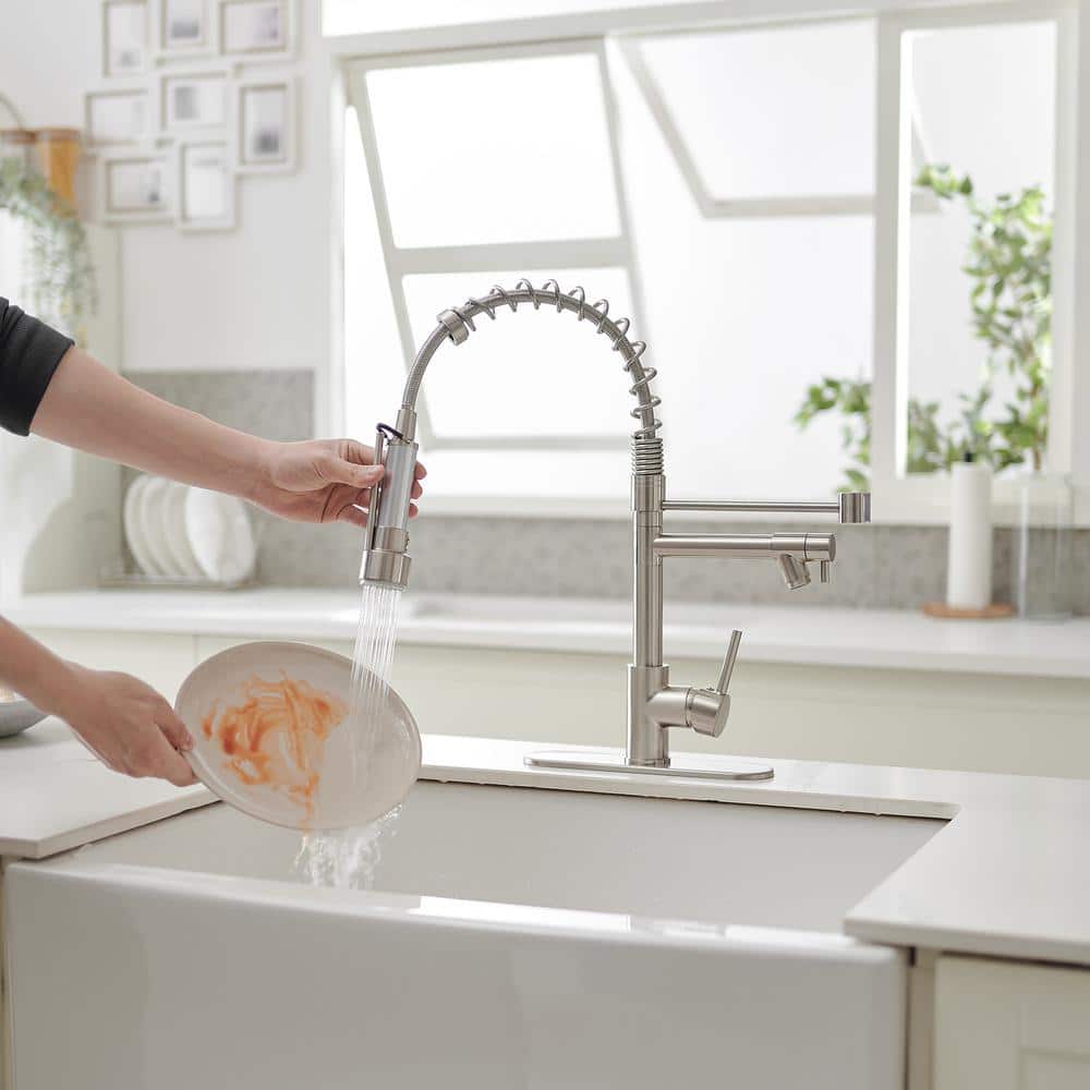 Brushed Nickel Single Handle Pull Down Kitchen Faucet