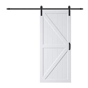 36 in. x 84 in. White K Design MDF Interior Barn Door Slab with Rustic Hardware Kit