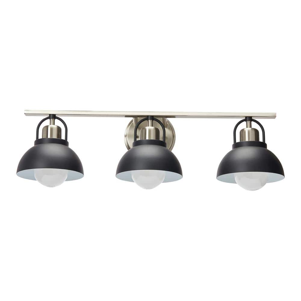 Walsh - 3-Light Matte Black and Brushed Nickel Metal Vanity Light with Shades price history on PriceWatchPro