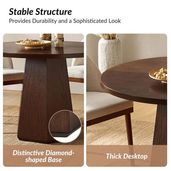 INAVANCE ONES TABLE（ウォールナット） JAYDEN CREATION Estefana Walnut Modern 45 in. Round Dining