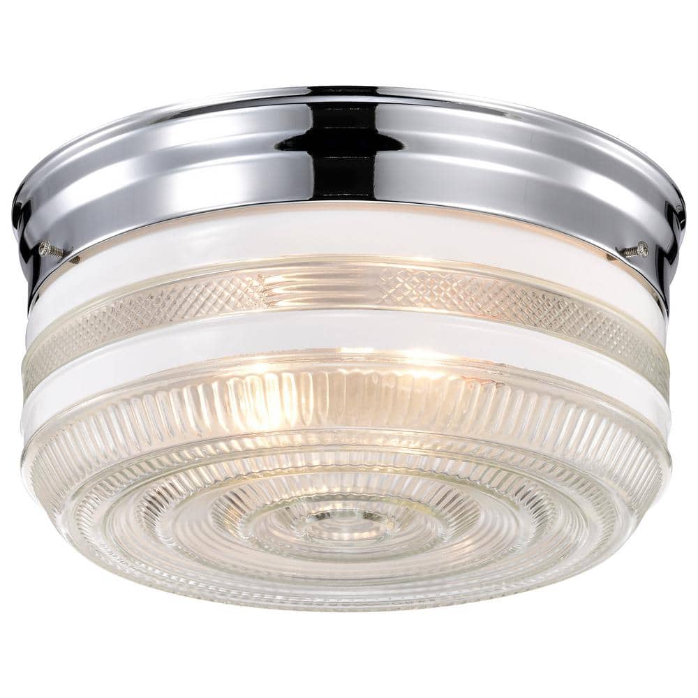 Elegant Crystal Drum 10" Flush Mount Ceiling Light in Polished Chrome
