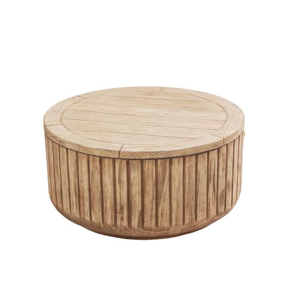 W27. 9 in. Outdoor Terrafab Faux Wood Round Coffee Table