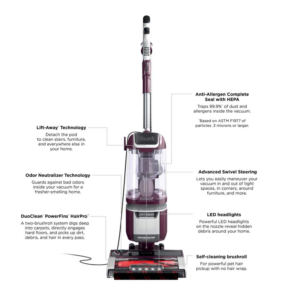 Wine Purple Lightweight Convertible Upright Vacuum with HEPA Filter