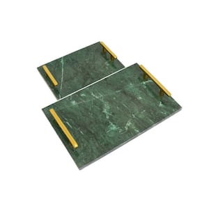Green and Gold Decorative Tray (Set of 2)