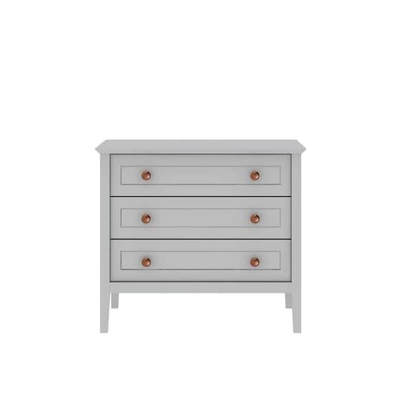 Manhattan Comfort Crown 31.29 in. 3-Drawer White Dresser (31.29 in. H x 38.97 in. W x 2.59 in. D)