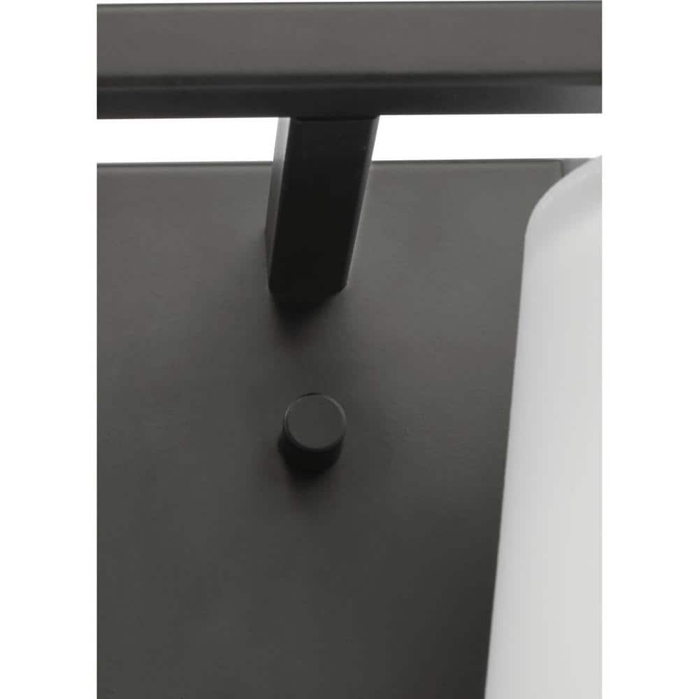 Vertex Matte Black Two-Light Bath Fixture with Etched Glass