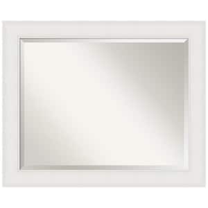 Textured White 33.25 in. x 27.25 in. Beveled Coastal Rectangle Framed Wall Mirror in White