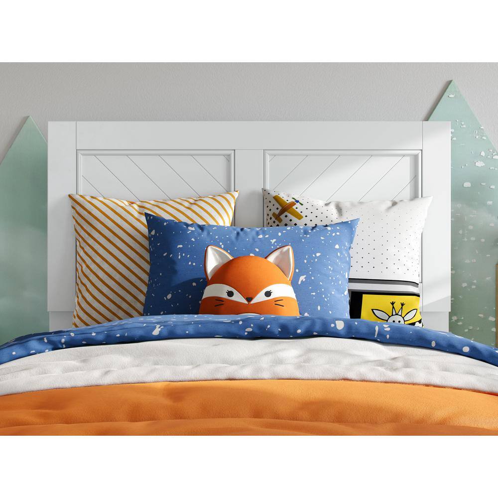 Twin White Solid Wood Chevron Headboard with USB Charger