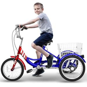 16 in Tricycle for Beginner Riders, Single Speed 3 Wheel Bike, 3 Wheel Bike with Adjustable Height&Rear Basket, Star