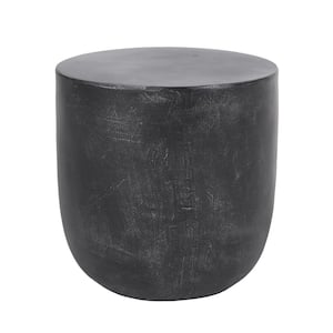 Acosta Matte Black Stone Outdoor Patio Side Table