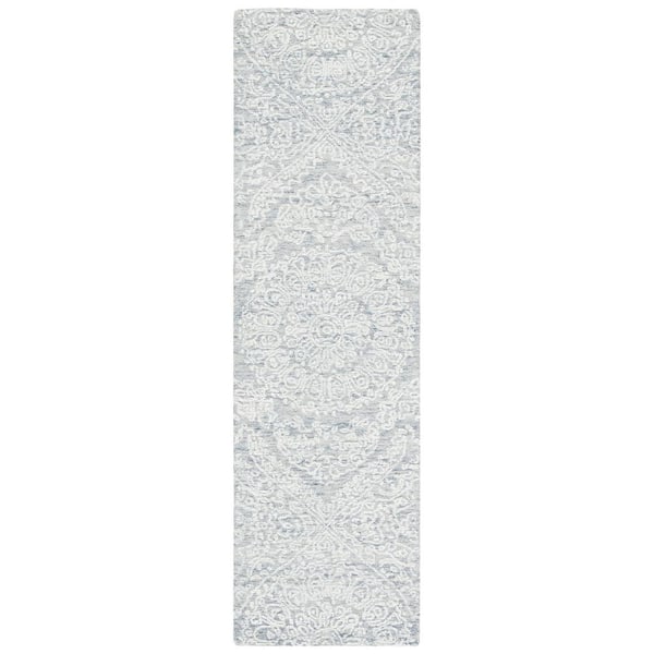 SAFAVIEH Metro Gray/Ivory 2 ft. x 8 ft. Medallion Floral Runner Rug ...