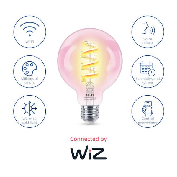 Amber and Full Color G25 25W Equivalent Dimmable Smart Wi-Fi WiZ Connected Vintage Edison LED Light Bulb 2100K (1-Pack)