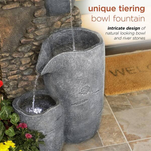 Alpine Corporation 42 in. Tall Outdoor 4 Tier Stone Bowl