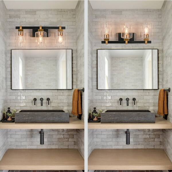 EDISLIVE Liam 20.1 in. 3-Light Black and Gold Bathroom
