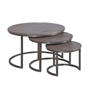 Snowdrift 30 in. Gray Round Wood Accent Table