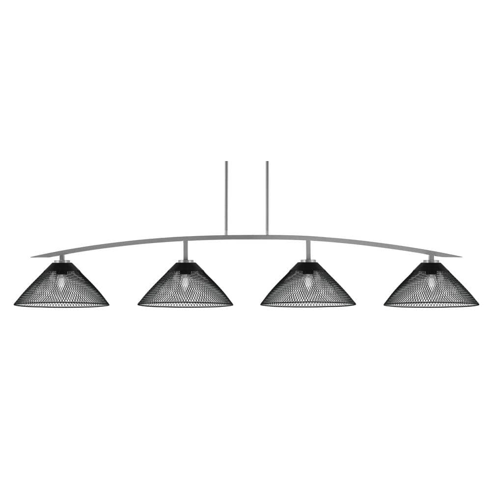 Siena 4-Light Graphite Billiard Light with 14 in. Matte Black Cone Metal Sh