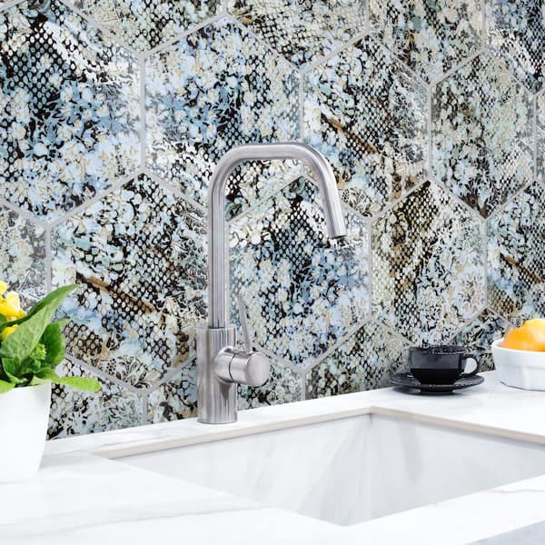 Inedita Hex Blue 9-7/8 in. x 11-1/4 in. Porcelain Floor and Wall Tile (10.03 sq. ft./Case)