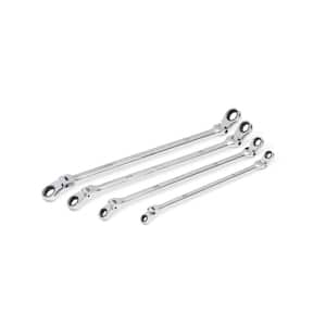 GearBox SAE 12-Point 90-Tooth Double Flex Head Extra Long Ratcheting Wrench Set (4-Piece)