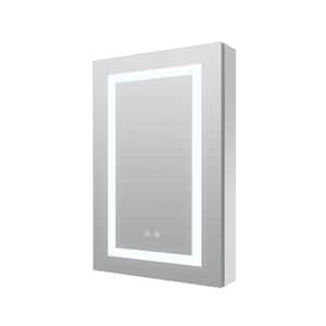 20 in. W x 30 in. H Rectangular Silver Aluminum Recessed/Surface Mount Medicine Cabinet with Mirror and Dimmable