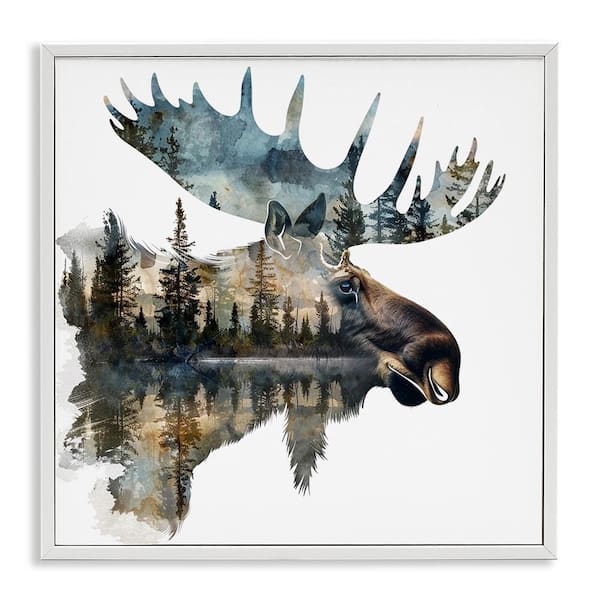 Stupell Industries Moose Head Silhouette by LSR Design Studio White Framed Animal Giclee Art Print 17 in. x 17 in.
