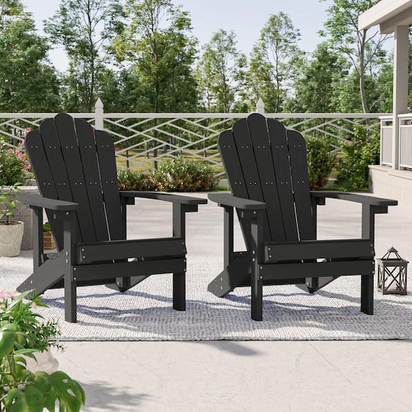 Weather Resistant Charcoal Gray Plastic Adirondack Chair (Set of 2)
