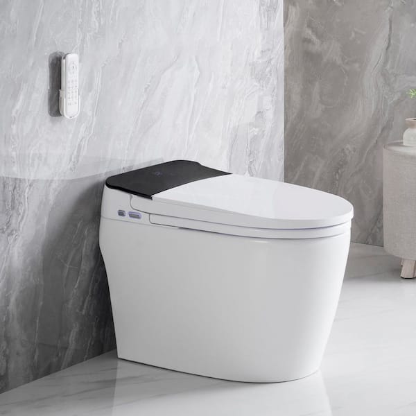 Elongated Smart Toilet with Heated Bidet Seat, Feet Sensor, Auto Open/Close, Auto Flush, Night Light, Warm Water & Dryer