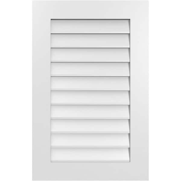 Ekena Millwork 22 in. x 34 in. Rectangular White PVC Paintable Gable Louver Vent Non-Functional
