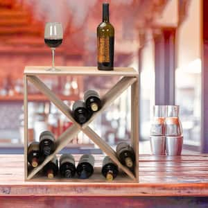 24-Bottle Burlywood Modular Wine Rack, Stackable Wine Storage Cube for Bar Cellar Kitchen Dining Room