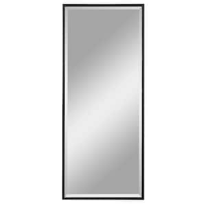 Lund 59 in. x 25 in. Contemporary Rectangle Framed Black Full Length Wood Veneer Mirror