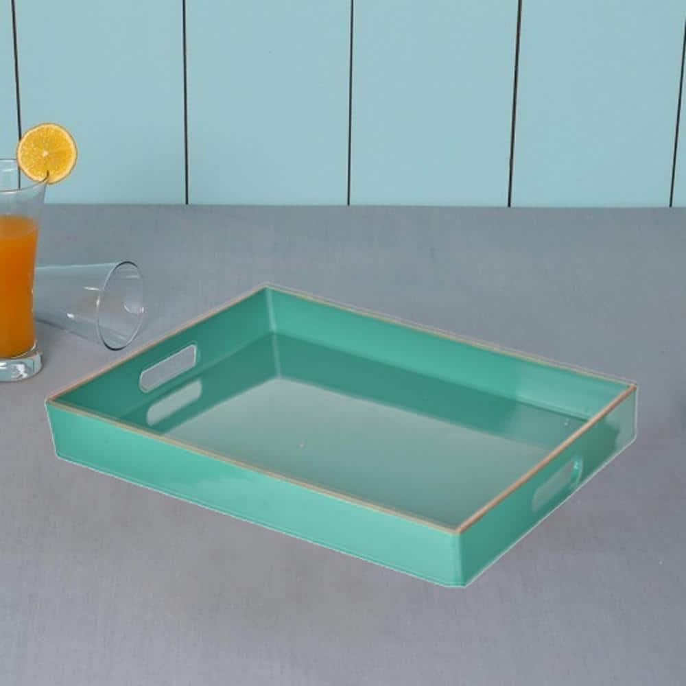 Mimosa Turquoise Square Tray with Elegant Cutout Handles