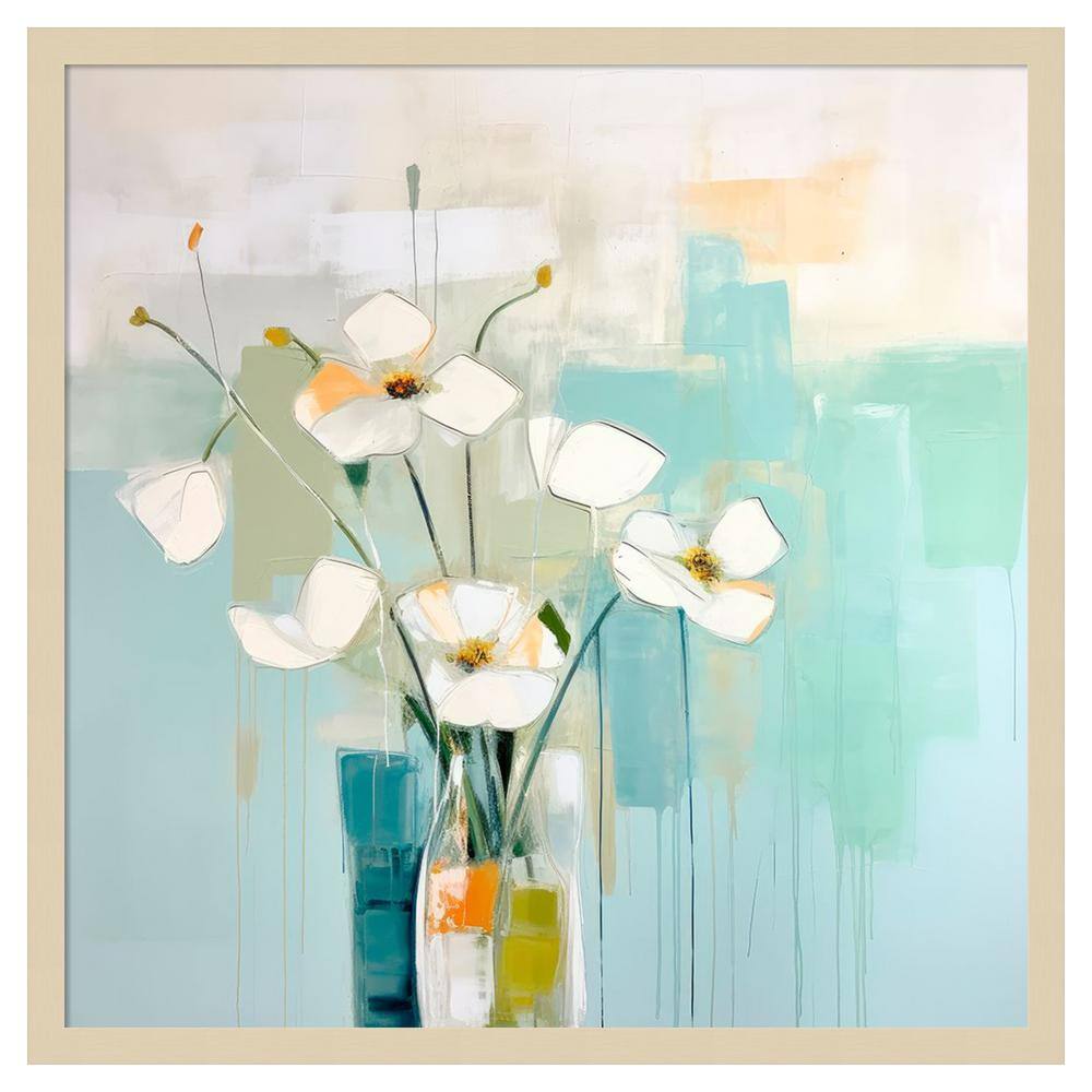 Svelte Natural 25"x25" Framed Abstract Floral Art Print