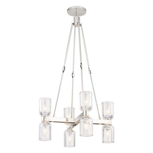 ALORA Lucian 22 in. 8 Light 60-Watt Clear Crystal/Polished Nickel Chandelier