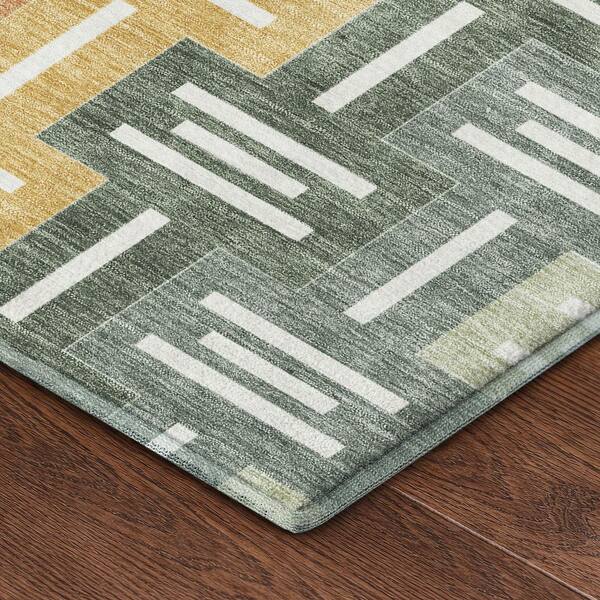 Mayfield Premium Machine Washable Abstract AMF2556 Basil 2 ft. x 3 ft. Accent Rug
