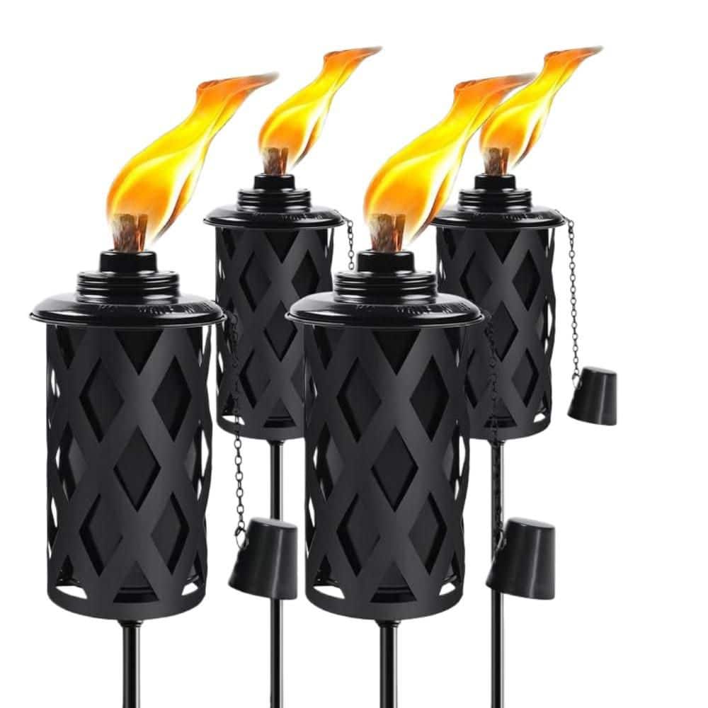 4-Pack Black Citronella Torches, 16 oz. Outdoor Torch with 3-Prong Grounded Stake, 59 in. Metal Torch, Easy to Assemble price history on PriceWatchPro