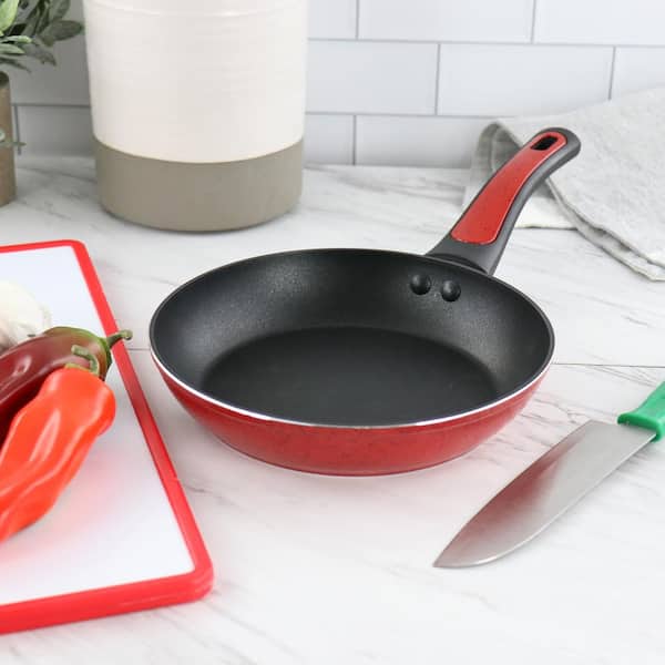 Oster 8 Inch and 10 Inch Nonstick Frying Pan Set in Speckled Red