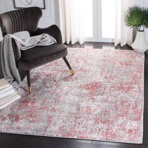 Meadow 3 ft. x 3 ft. Gray/Pink Distressed Marble Square Area Rug
