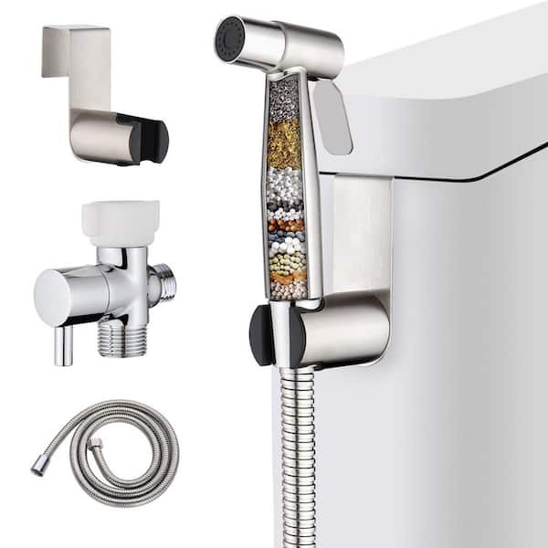 Handheld Bidet Sprayer with Built-In Filter and Adjustable Pressure in Brushed Nickel