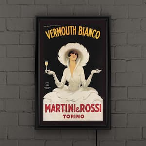"Vermouth Bianco Martini Rossi" by MarcelloDudovich Framed with LED Light Vintage Advertisement Wall Art 24 in. x 16 in.