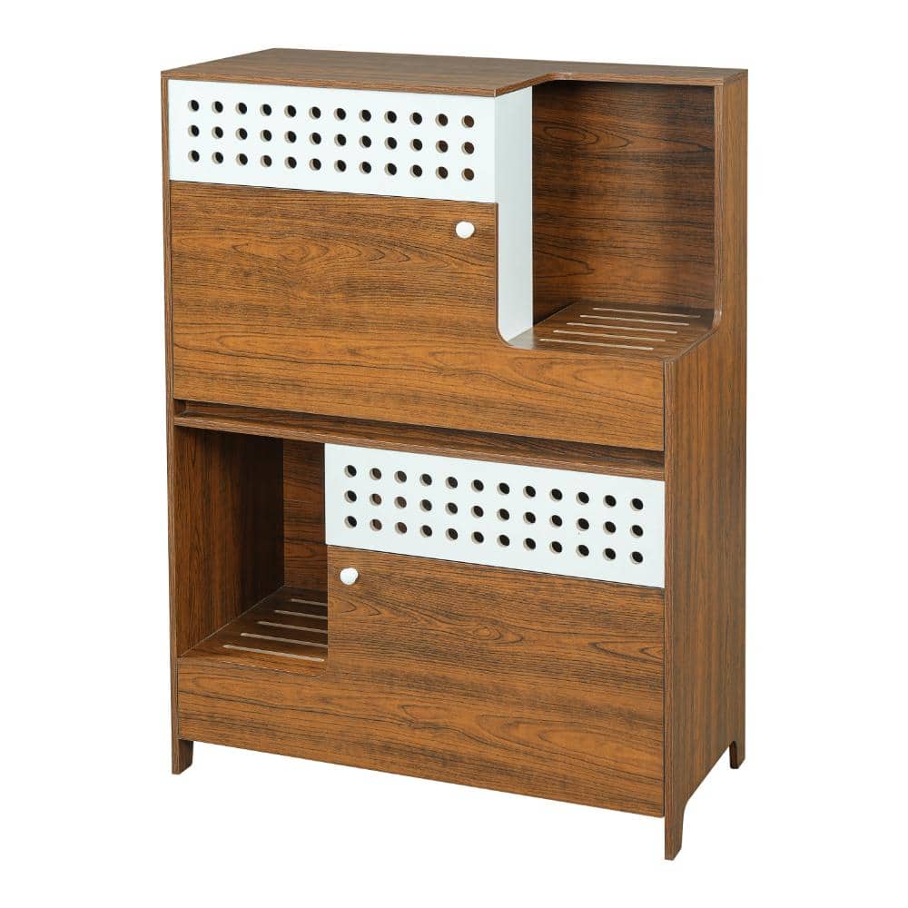 2 of Pieces 2 in 1 Brown 44.8 in .H Storage Cabinet with Storage