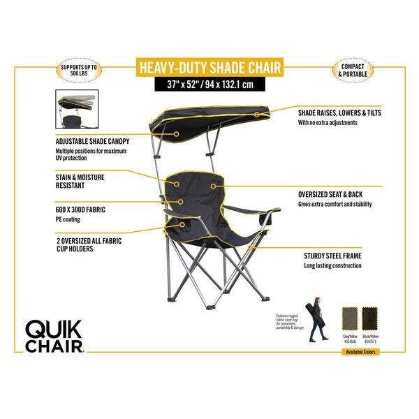 Quik Shade Black Polyester Heavy Duty Extra Wide Folding Camp