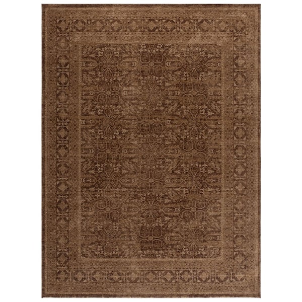 Vintage Overdye 9 ft. x 12 ft. Brown Vintage Distressed Area Rug