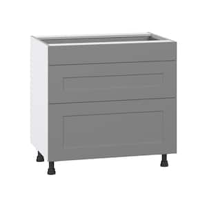 Bristol Painted Slate Gray Shaker Assembled Base Kitchen Cabinet with 3 Drawers (36 in. W x 34.5 in. H x 24 in. D)