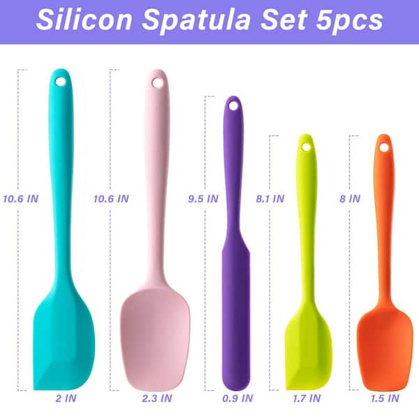Silicone and Rubber Spatula Set for Baking, Cooking and Mixing, Multicolor (5-Pack)