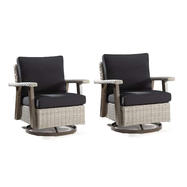 JOYSIDE Wicker Patio Outdoor Rocking Chair Swivel Lounge Chair With ...