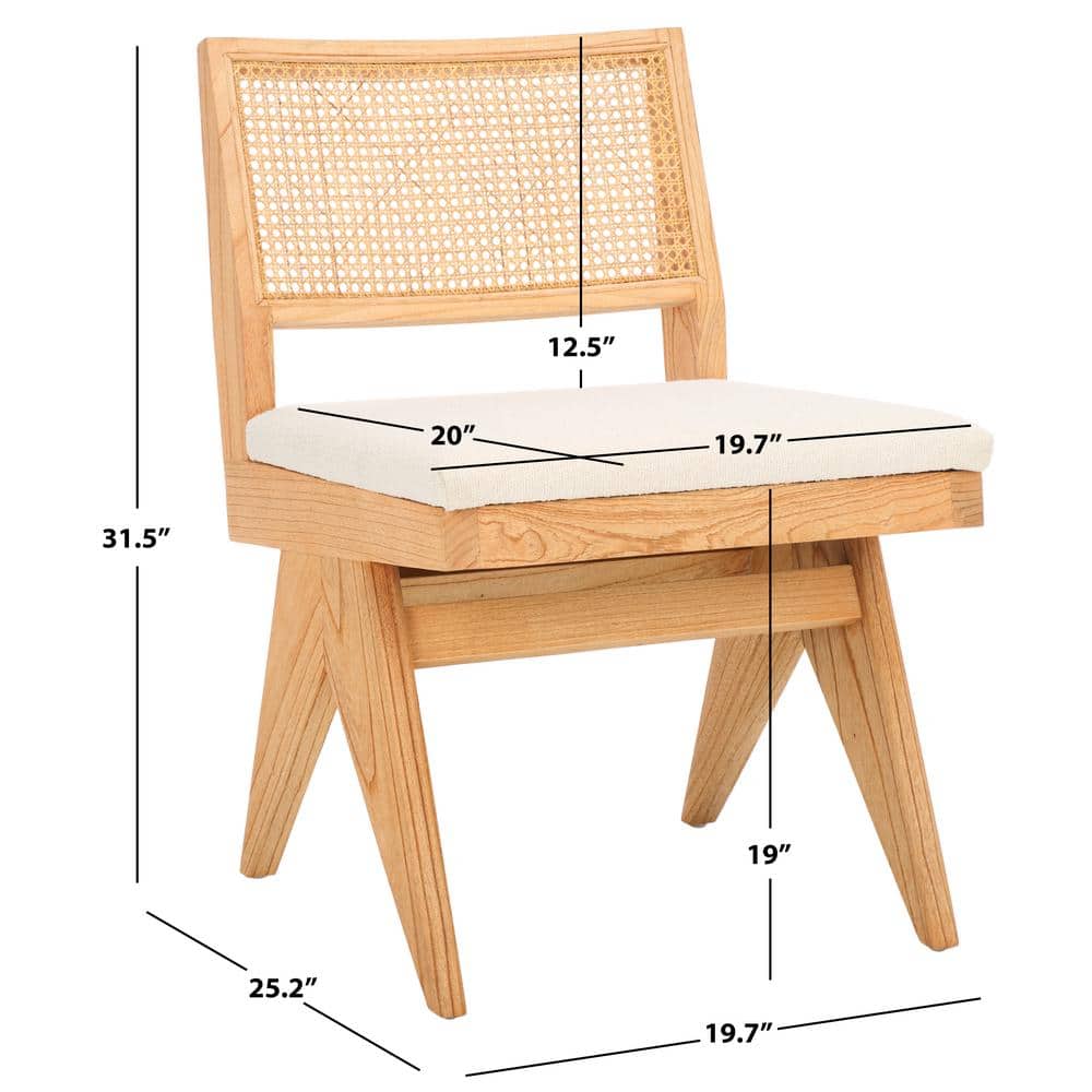 Beige and Natural High Back Rattan Cane Dining Side Chair
