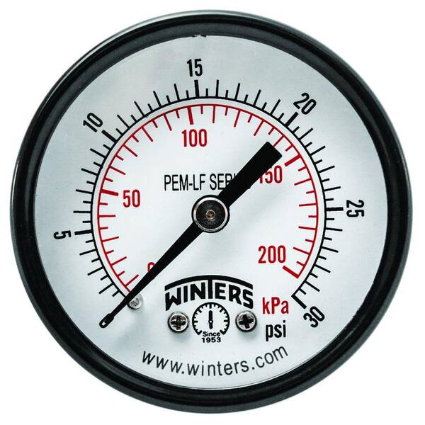 Winters Instruments PEM-LF Series 2 in. Lead-Free Brass Pressure Gauge with 1/4 in. NPT CBM and 0-30 psi/kPa