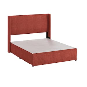 Raymond 2-Piece Coral Wingback Design Queen Bedroom Set with Metal Platform Bed Frame