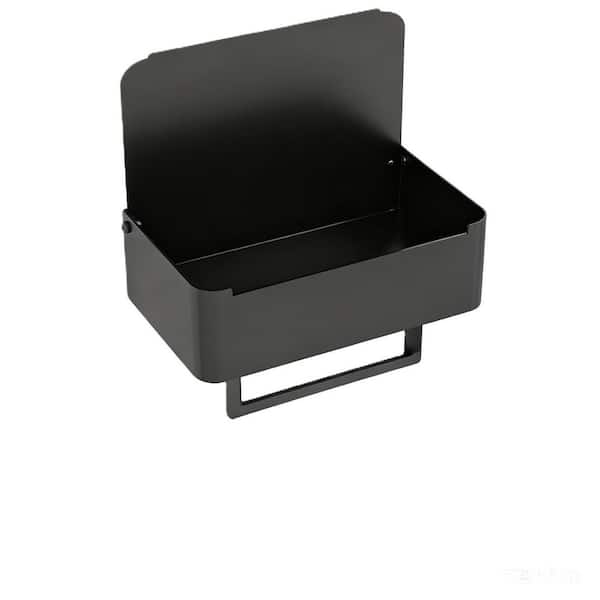 1-Piece Matte Black Wall-Mount Stainless Steel Toilet Paper Holder with Shelf, Easy to Install, Sturdy and Durable