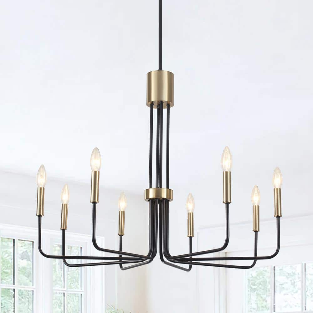 Black and Gold 8-Light Candle Style Chandelier